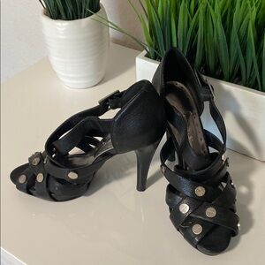 BCBGirls Black Stiletto Heels Strappy Sandals